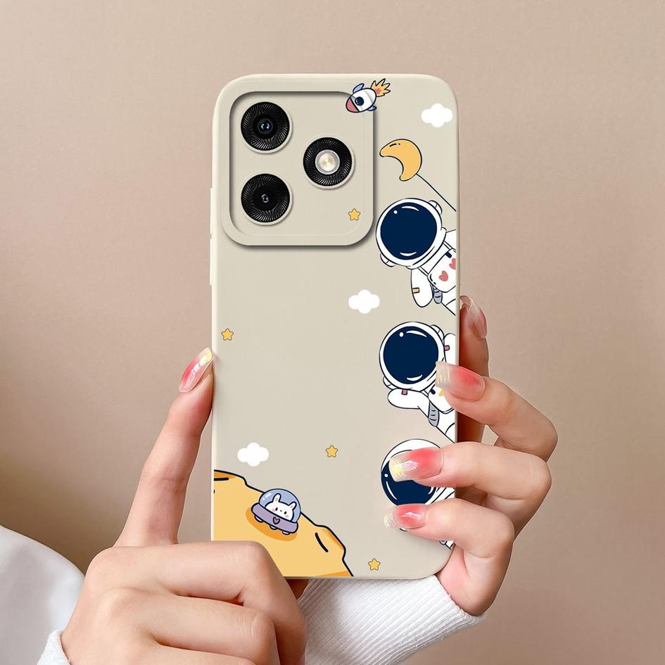 Phone Cover For Tecno Pova 6 Neo Itel A50 P55 Infinix Smart 8 HD Note 40 5G Bumpers Cartoon Astronaut Pattern Anti Drop Soft Silicone Phone Bags Shell