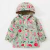 Toddler Girls Cartoon Floral Windbreaker Hooded Zip Jackets Girls Clothing Children Outerwear Sport Casual Kids Coats Autumn Spring Top 2024 New