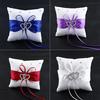 Wedding Bridal Bowknot Double Heart Ring Bearer Pillow Cushion