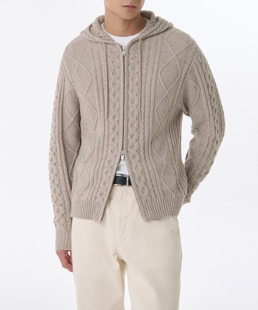 Musinsa Standard Aran Cable Knit Hooded Zip-Up [Oatmeal]