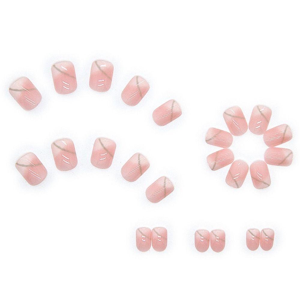 Французские накладные ногти Короткие круглые кончики ногтей Модные накладные ногти для салона