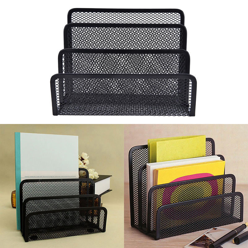 Черная сетка для хранения файлов с бумагой для писем, держатель для лотка, органайзер для рабочего стола, офиса,