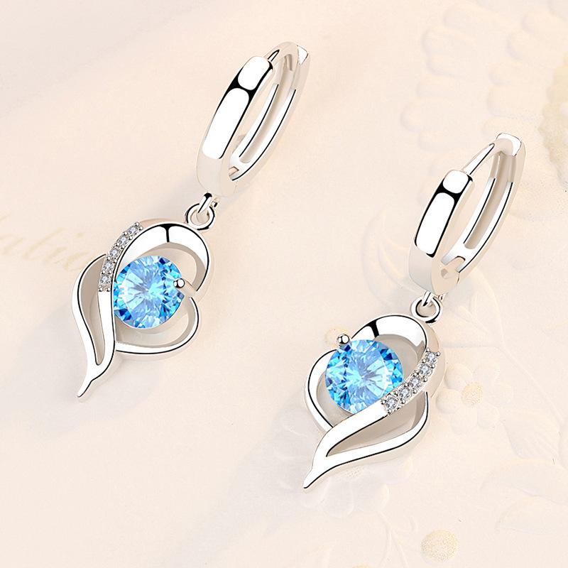 I Have You In My Heart Sterling Silver Earrings Female Earrings Temperament Long Japanese and Korean Ear Jewelry New Simple Jewelry