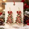 Christmas Jewelry for Women 2D Acrylic Earrings, Colorful Tree Dangle Earrings with Bow Holiday Party Decor, Lightweight Drop Jewelry, Decorations