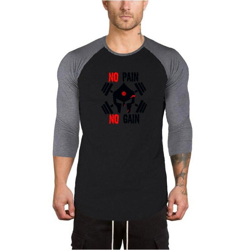 Muscleguys Новая мужская летняя универсальная хлопковая футболка с короткими рукавами и круглым вырезом, рукавом три четверти