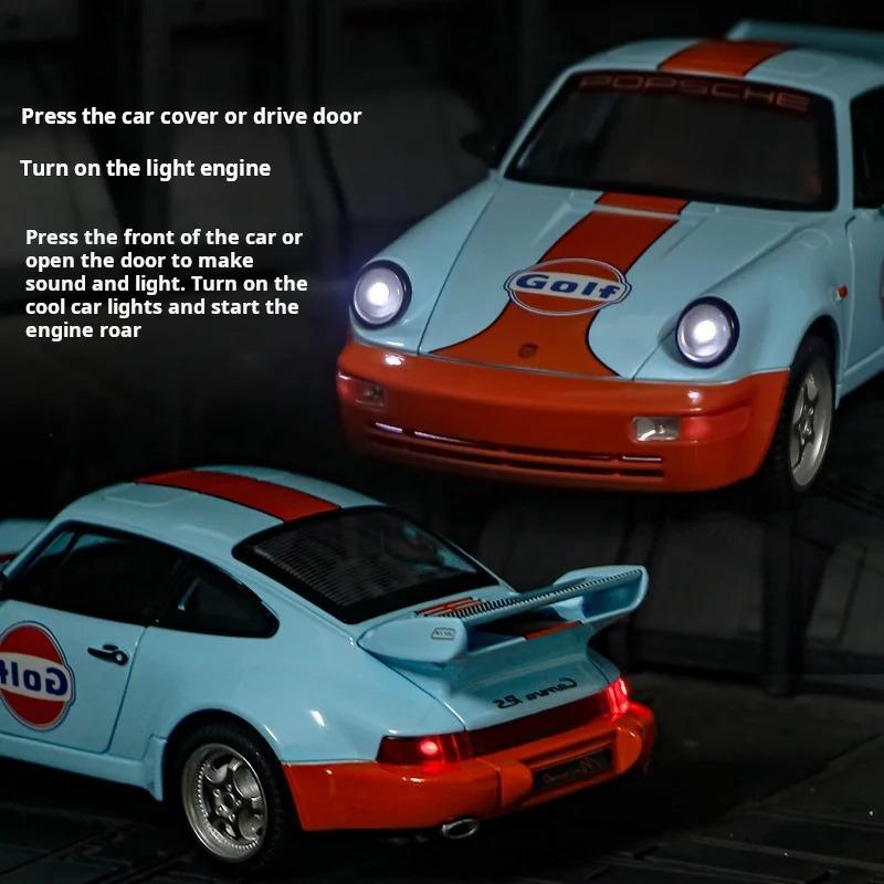 Масштаб 1/24 Сплав Автомобиль Porsche 964 Литые модели и игрушечные транспортные средства Модель автомобиля Звук и свет Инерционная машина Игрушки для детей Подарки