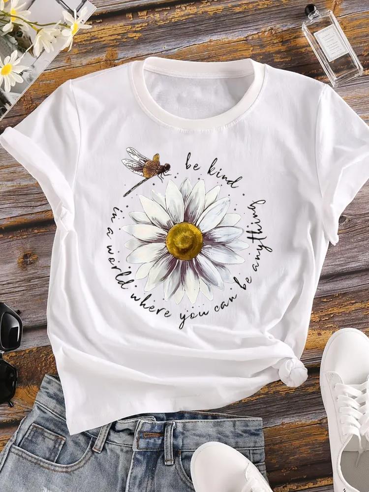(Asian Size) Clothing T Shirt Fashion Trend Wing Style 90s Ladies Casual Women Tee Top Short Sleeve Print Lady Female Graphic T-shirts