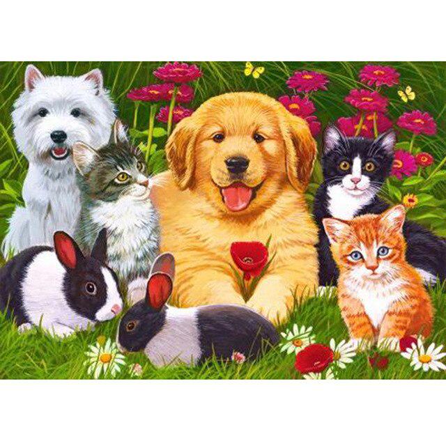 Собака DIY 5D алмазная живопись полная круглая дрель мультфильм животное Алмазная вышивка набор для вышивки крестом горный хрусталь мозаичная Наклейка на стену