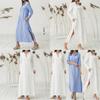 Luxurious Women's Kaftan Cotton Long Sleeve Plain Casual Oversized Maxi Shirt Dress
