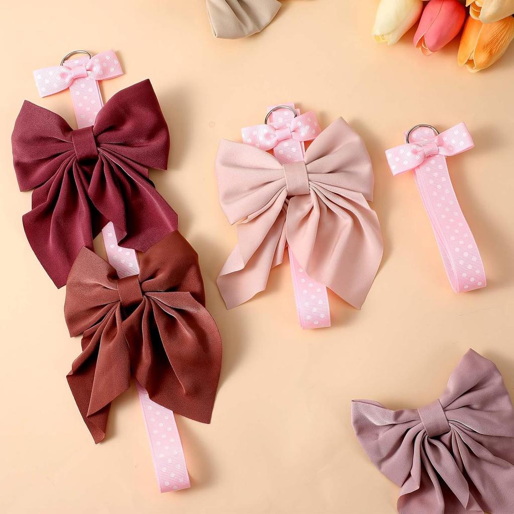 Bremorou 8Pcs 96cm Long Bow Holders for Girls Hair Bows Organizer for Girls Long Bow Holders Hair Bows Organizer Light Pink Grosgrain Ribbon Twist