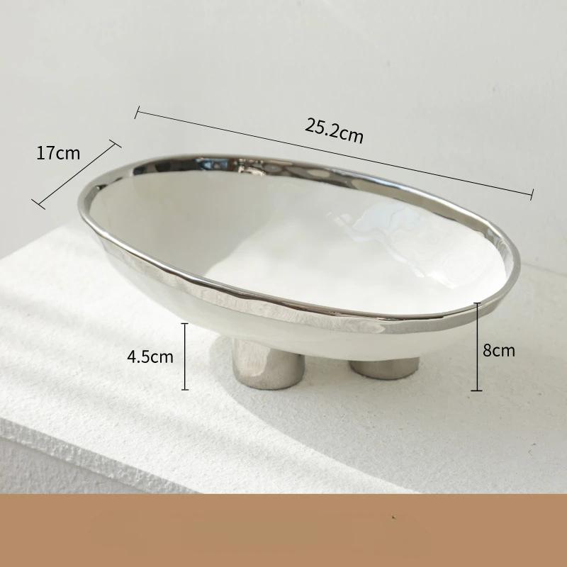 Фруктовая тарелка для дома Креативная салатница для фруктов Настольная конфетница Современная минималистская кухонная посуда Трехногая с высокими ножками