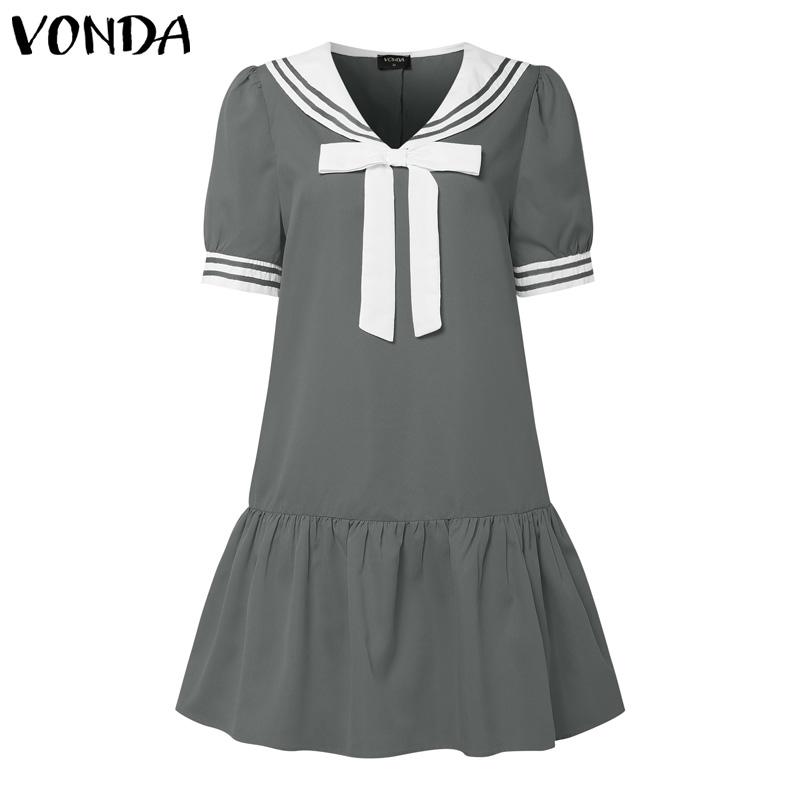VONDA Летние женские рубашки в стиле колледжа с воротником-бабочкой и оборками на талии
