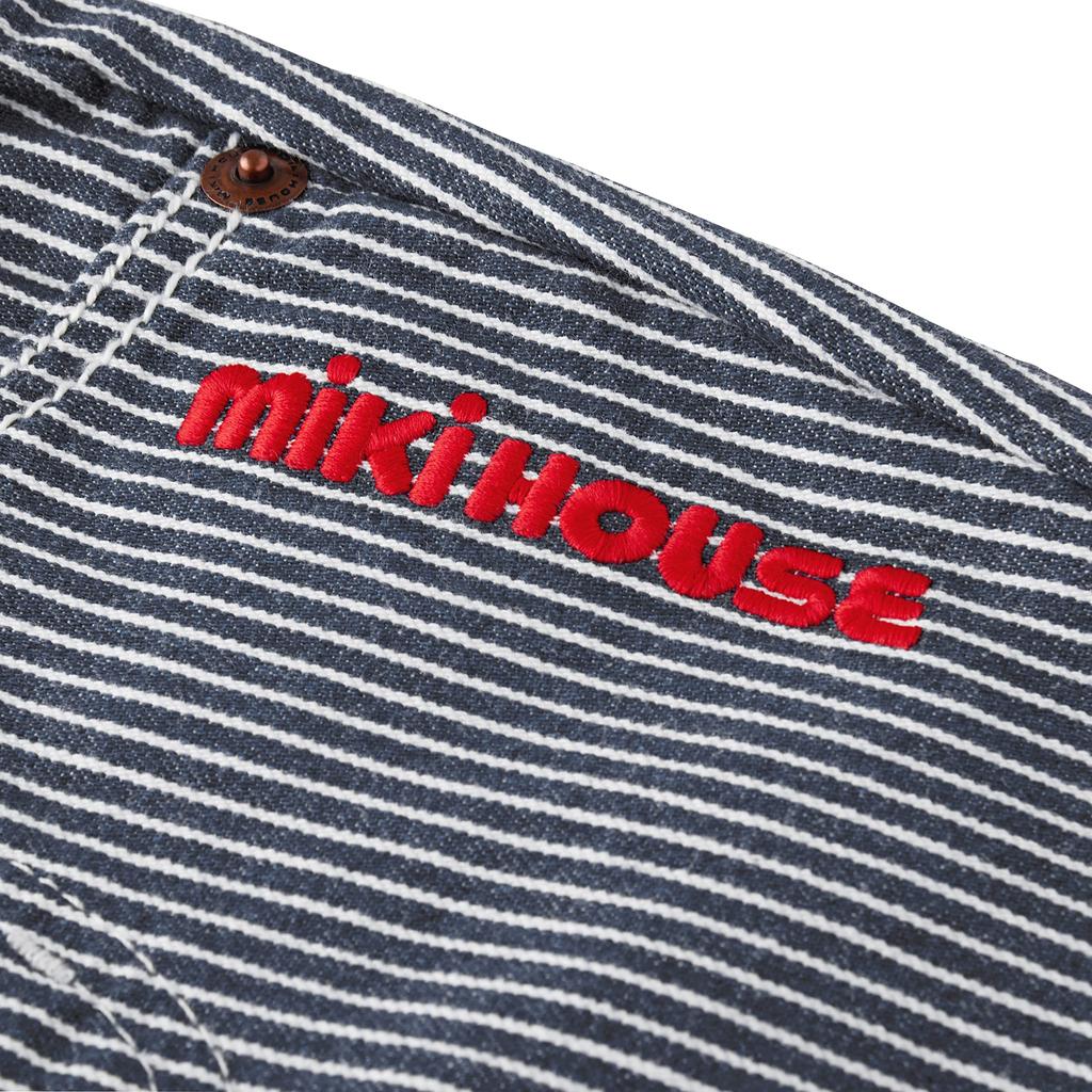 MIKI HOUSE Denim Pants, Long Pants, Hickory, Logo, Simple, Boys, Girls, Baby, Kids, Children's Clothing, 10-3205-490, 80cm, Navy X White