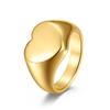 European & American Minimalist Heart Ring: 18K Gold-Plated Stainless Steel Jewelry