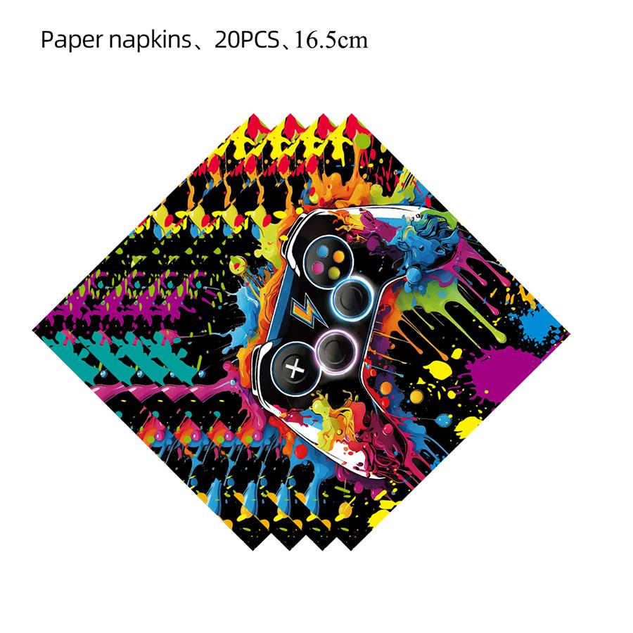 Game Console Theme Birthday Party Decorations Tableware Paper Cups Plates Children's Birthday Souvenirs Decoration Baby Shower