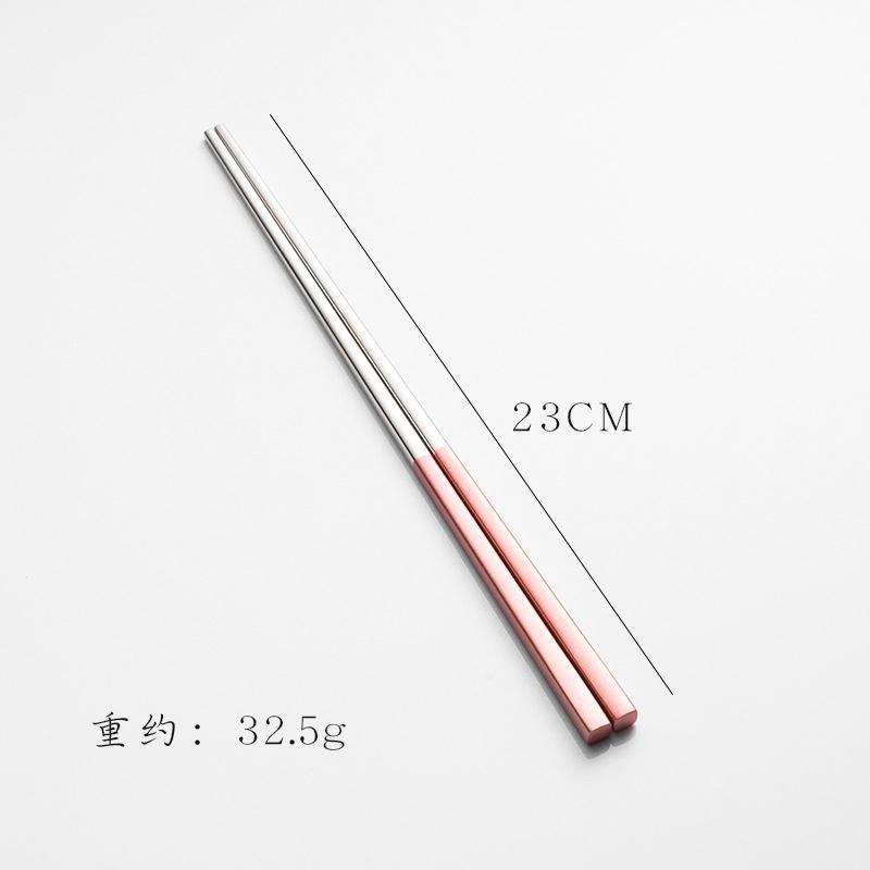 304 Stainless Steel Square Chopsticks Titanium Rose Sushi Colorful Chinese Japanese Chopsticks