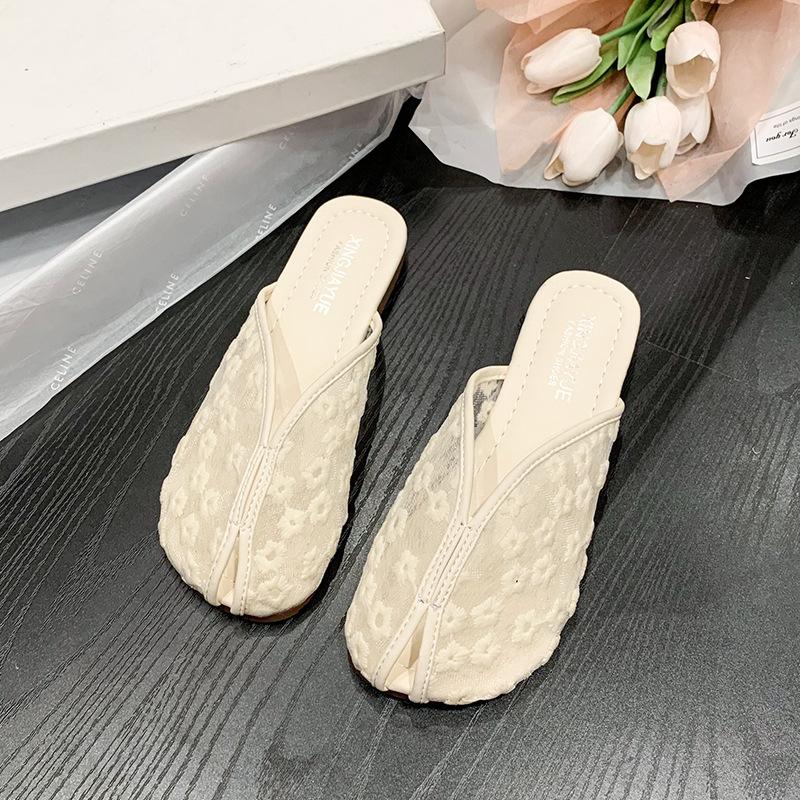 Летняя новая обувь на мягкой подошве, повседневные полушлепанцы, ленивые, с юбкой, сандалии, сетчатая дышащая обувь, шлепанцы с закрытым носком для женщин