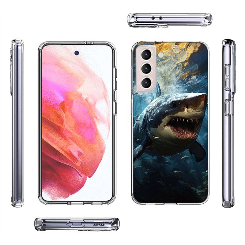 Чехол для телефона «Пасть Глубоководной Злой Акулы» для Samsung Galaxy S25 Edge S24 S23 FE S21 S20 S10 Plus S22 S26 Ultra Прозрачный