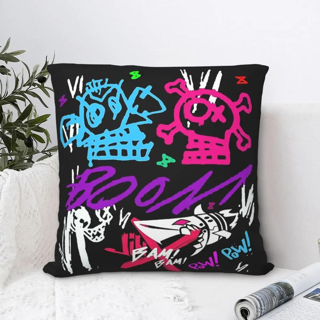 Boom Jinxed Monkey Pow Pow Vi Bam Bam Throw Pillow Case Arcane League of Legends TV Backpack Cojines Case For Chair Decor