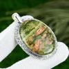 Natural Unakite Gemstone Indian Jewelry 925 Sterling Silver Pendant For Girls