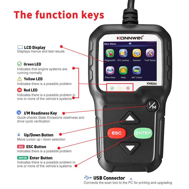 KONNWEI KW680 OBD2 Car Diagnostic Auto Diagnostic Tool KONNWEI KW680S Russian Language Car Scanner Tools Diagnostic Scanner