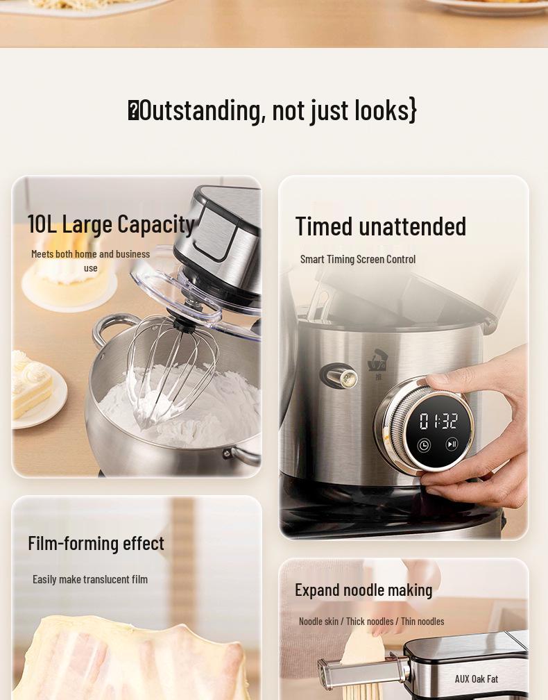 10L Multifunctional Chef Machine: Dough Mixer, Stand Mixer & Egg Beater for Home & Commercial Use