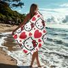 Hello Kitty Красное Сердце Пляжное Полотенце Односторонний Принт Мягкое Микрофибровое Пляжное Полотенце Бассейн Пляж Отпуск Аксессуар Милый Прекрасный Подарок