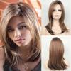 Ladies Fashion Wigs Blonde Brown Wig Synthetic Long Natural Straight Wig for Woman Heat Resistant Fiber 