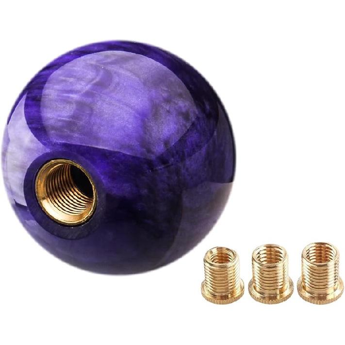 Round Ball Shift Knob Universal Gear Shift Knob 5 6 Speed For Manual Automatic Vehicles With Adapters (Pure Black)