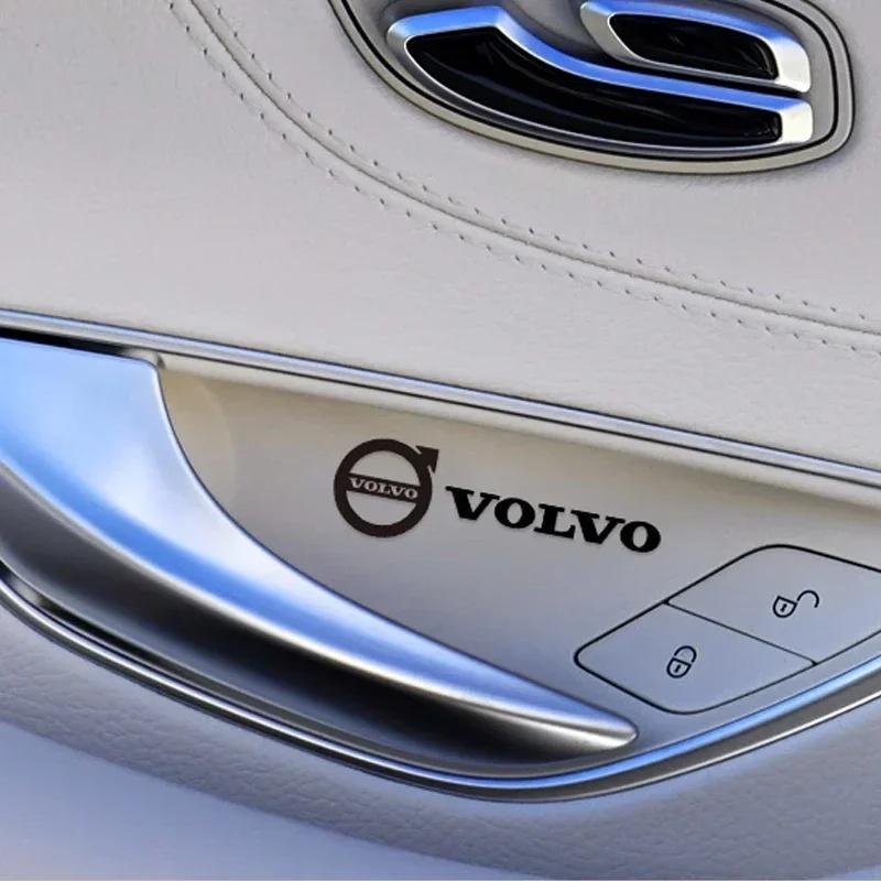 Металлические наклейки с логотипом Volvo для интерьера автомобиля - 4 или 8 штук