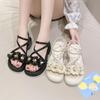Sandal Girl 2025 New Summer Wear Exquisite and Beautiful Fairy Style with Skirt Flower Platform High-heeled Sandals