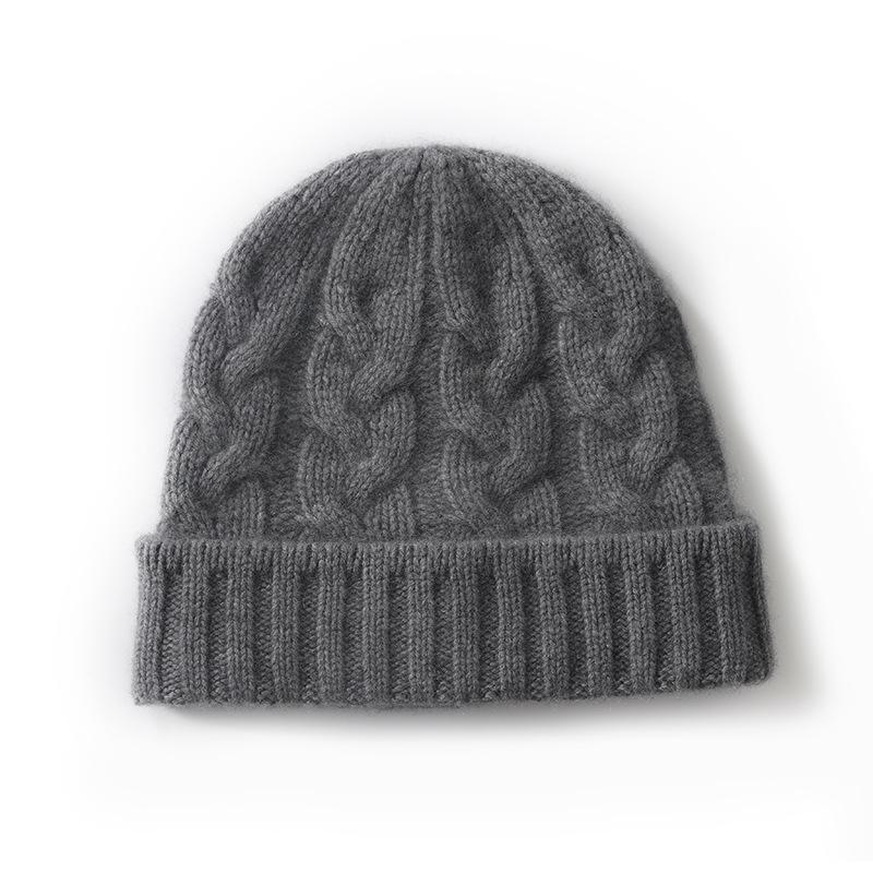 Thickened cashmere hat women's soft waxy knitted wool to keep warm versatile wool hat men's spot