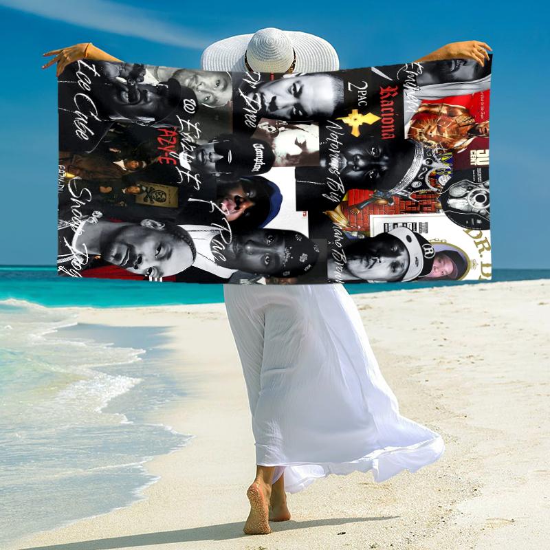 1pc Hip Hop Legends Collage Microfiber Quick Dry Beach Towel Absorbent Soft Oversized Sand Free Towel for Travel Pool Gym Swimming Yoga 20a235