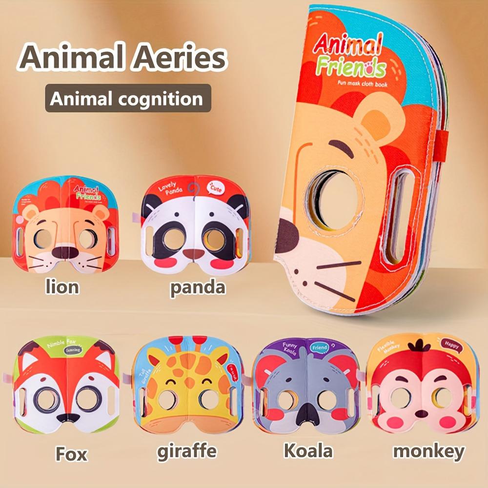 Тканевая книга-маска, Детская игрушка, Ролевая игра с животными, фруктами и персонажами, Игрушка для когнитивного обучения, Подарок на день рождения и Рождество