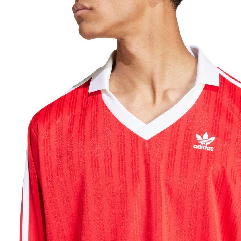 adidas Оригинальная футболка-поло Adicolor Piqué Striped Pattern Casual Sports с длинным рукавом для мужчин, цвет Crimson IX5226