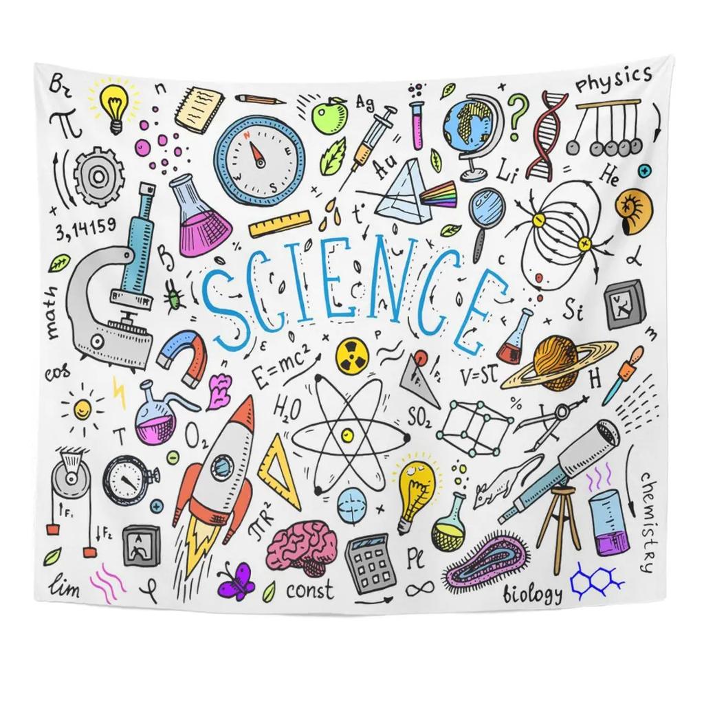 Научный гобелен Черный принт Биология Гобелены Тема Образование Настенный декор для дома Спальня Гостиная Общежитие Настенное одеяло