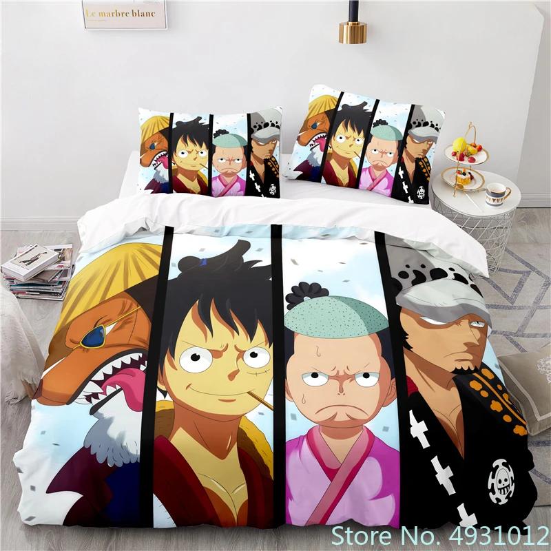 Набор постельного белья с принтом мультфильма Monkey D.Luffy, наволочка, аниме постельное белье, 3D принт, для детей и взрослых, мальчиков, одеяло, пододеяльник, подарок