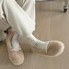 Модный темперамент Белые пушистые туфли Xiaoxiangfeng на плоской подошве женские новинки 2025 года осень-зима высококачественные туфли Мэри Джейн с мягкой подошвой из хлопка