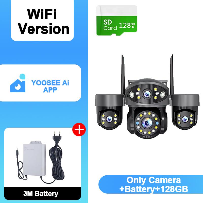 YOOSEE Ai APP WIFI Камера безопасности Три объектива HD 15 Мп Наружная 360° PTZ Видеонаблюдение Ai Детекция движения Отслеживание Двусторонняя связь Ночное видение