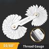 55/60 градусов резьбовой калибр метрический имперский зубчатый винт калибры шага углеродистая сталь измерительный инструмент метчик измерение резьбы