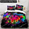 3D Печать Львы Постельное Белье Животные Комплект Пододеяльников Размер Queen King Молния Узор Льва Одеяло Полиэстер Комплект Постельного Белья Роскошный Подарок