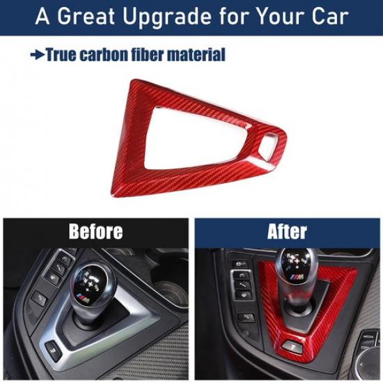 Red Real Carbon Fiber Center Gear Shift Base Frame Trim For BMW M3 F80/M4 F82