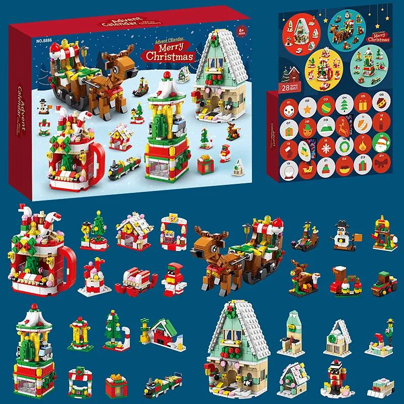 Advent Calendar  Christmas Gift For Kids Building Blocks New Year Blind Box Gift 24Days Christmas Diy Santa Claus Bricks