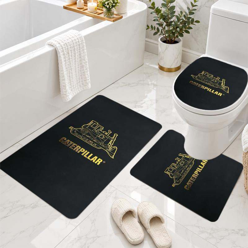 3Pcs Flannel Toilet Mat Set Caterpillar Bathroom Rug Non Slip Bath Carpet Home Decor