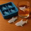 4 Grids 3D Shark Shaped Silicone Ice Cubes Mold Shark Ice Mold Cute Ice Making Mold Easy Release Reusable Whiskey Ice Cubes Mold