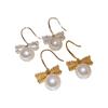 Shell Beads Bow Pearl Long Earrings Wedding Bride Ear Hook Exquisite Drop Earrings  Female