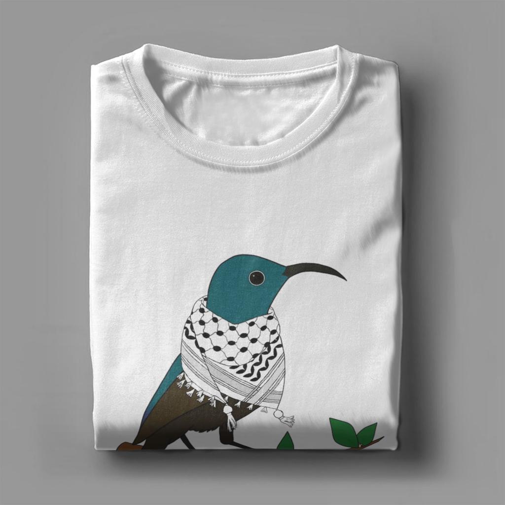 Oversized T Shirt Summer Palestine Sunbird Wearing Keffiyeh Scarf Hip Hop T-Shirts Cotton Tshirt Male Y2K Basic Design Top Tees