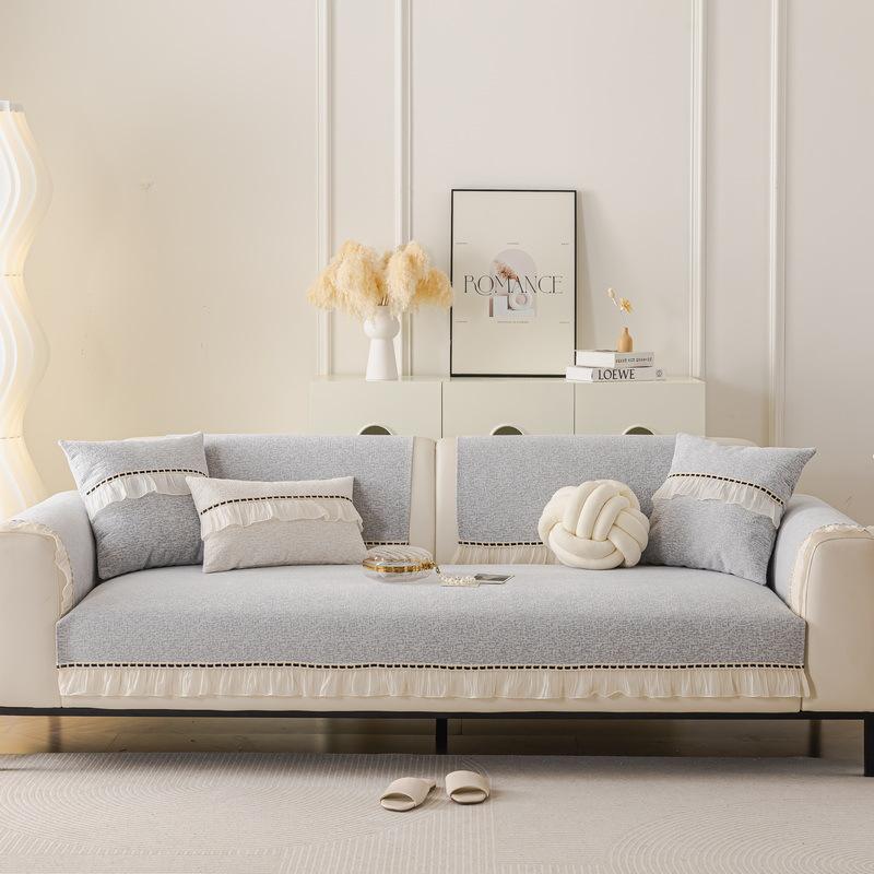 French Sofa Cushion, Universal In All Seasons, Non-Slip Seat Cushion New Cream Wind High-End Straight Row Sofa Cover
