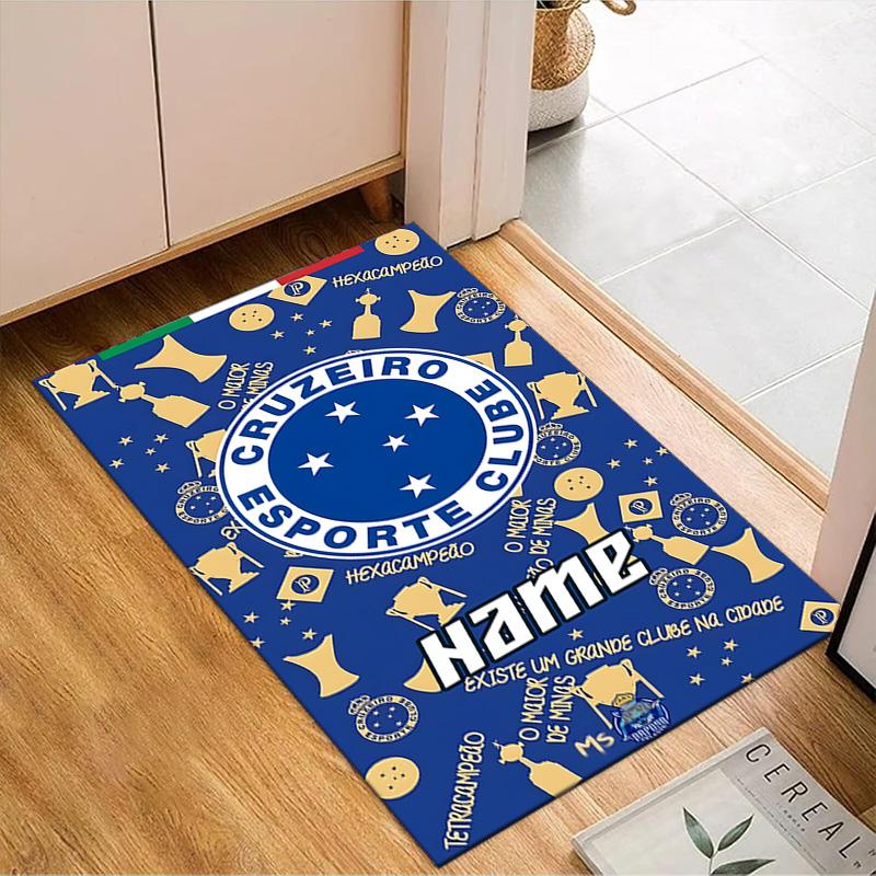 Custom Name Cruzeiro FC Crest Rug Game Carpet, Floor Mat for Bedroom Living Room Entryway Rug, Home Decor Idea Gift for Christmas birthday