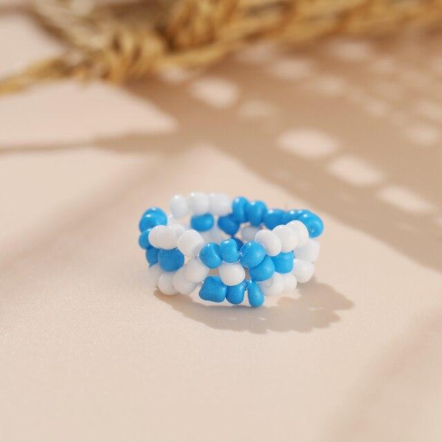 Ins Aesthetic, 5 шт./компл., синий цвет, тема, гипербола, толстые акриловые кольца из смолы, набор для женщин, девчачьи модные кольца для вечеринок «сделай сам», ювелирные изделия